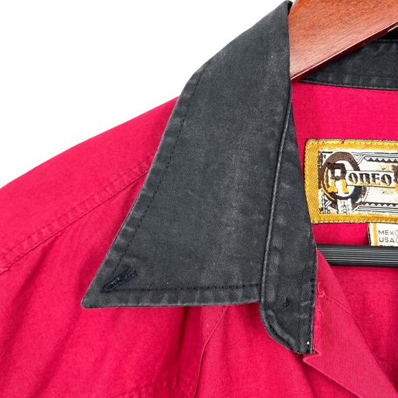 Rodeo West Mens Sz Large Vintage 90s Western Texas Button Down Shirt Top Ranch - Picture 3 of 11